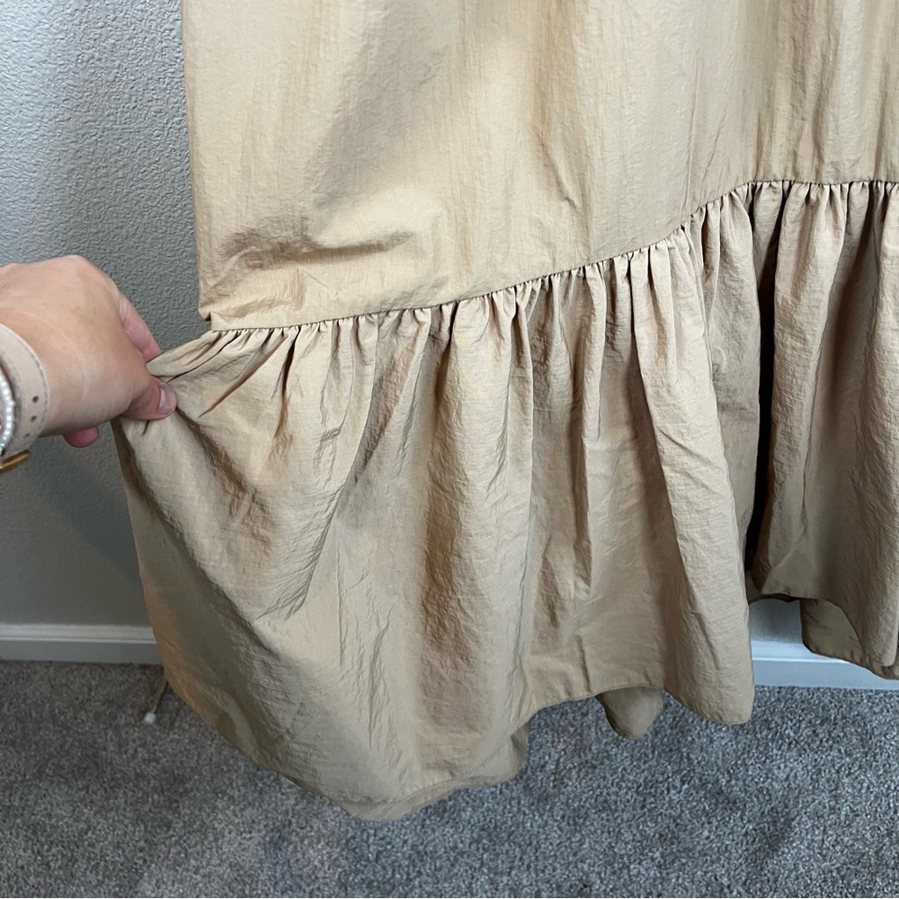 ASOS Edition Shirred-Waist Tiered Midi Dress Camel Women’s 2 - Picture 7 of 11
